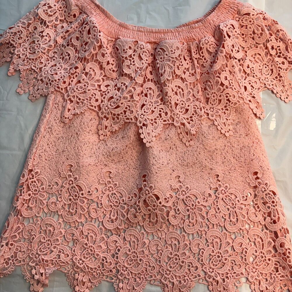 Pastel All Lace Top Size Medium Color Peach EUC - Picture 4 of 10